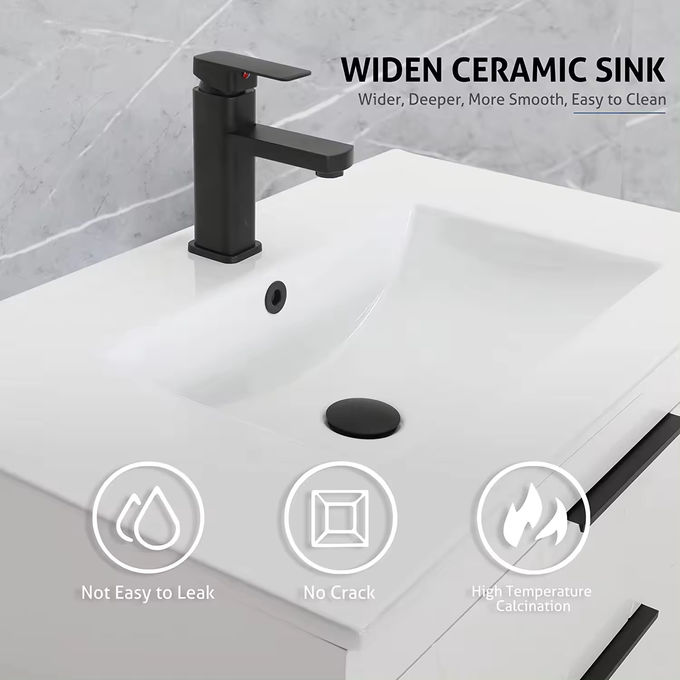 Custom Putih mengambang kamar mandi wastafel Vanity Unit 500mm 0