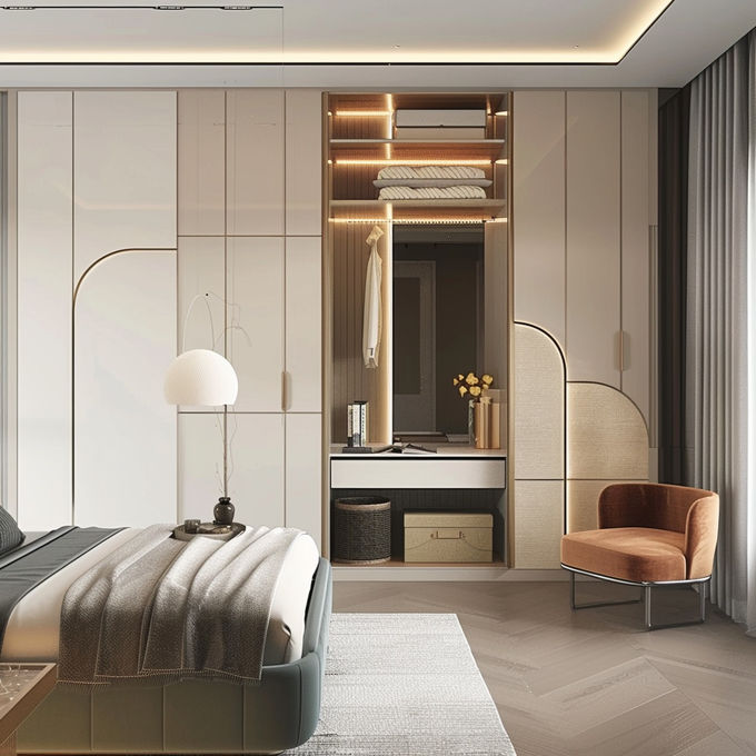 Ekonomi Modern Kamar Tidur Furnitur Lemari dengan Penyimpanan Dibangun Di Lemari Rumah Lemari Furnitur 0