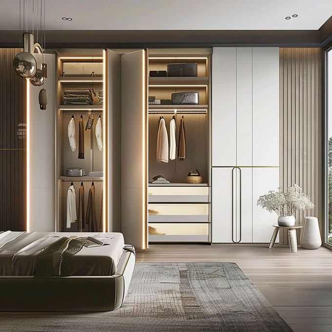 Cabriolet Lemari Pakaian Lemari Furnitur Papan Partikel yang Bisa Disesuaikan untuk Organisasi Rumah 1